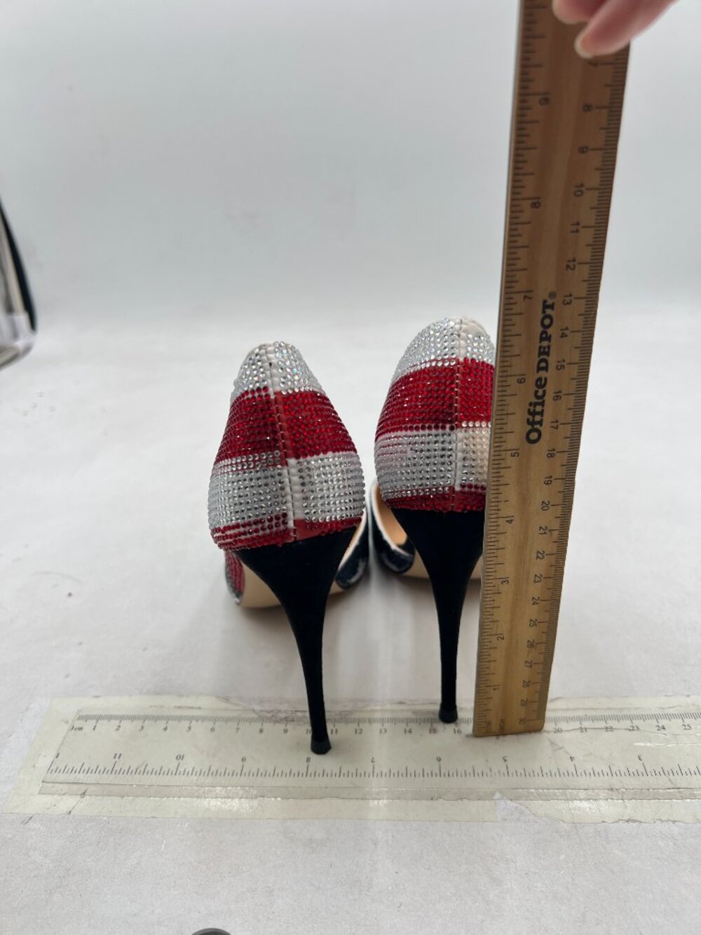 Maiyang National Flag Studded Rhinestones Pointed Toe D'Orsay Pumps Slip on Shoe - Picture 5 of 8